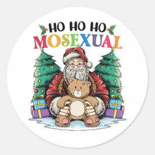 Ho Ho Ho Mosexual Gay Santa LGBTQ Gay Christmas  Classic Round Sticker