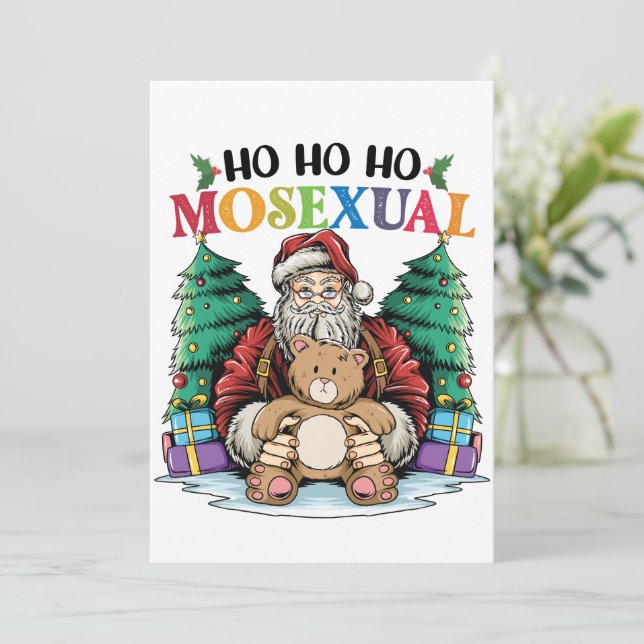 Ho Ho Ho Mosexual Gay Santa LGBTQ Gay Christmas  Invitation (Standing Front)