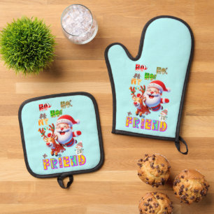 Ho Ho Ho My Dear Friend Oven Mitt & Pot Holder Set