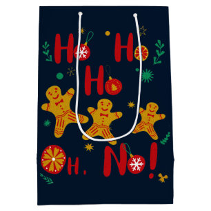 Ho Ho Ho Oh No! Cute Gingerbread Man Medium Gift Bag