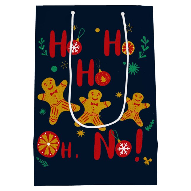 Ho Ho Ho Oh No! Cute Gingerbread Man Medium Gift Bag (Back)
