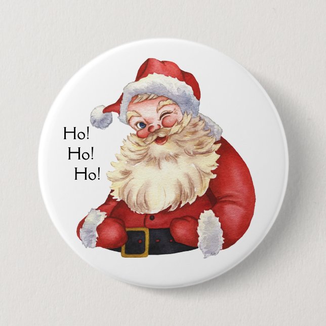Ho! Ho! Ho! Old Fashioned Santa Claus 7.5 Cm Round Badge (Front)