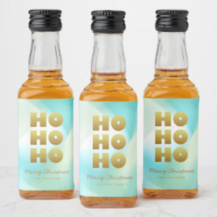 Ho Ho Ho   Pastel Green Gradient & Gold Liquor Bottle Label