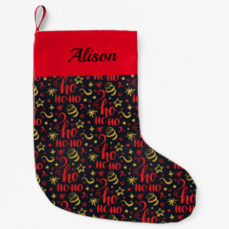 Ho Ho Ho Pattern Custom Name Small Christmas Stocking