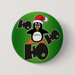 Ho Ho Ho - Penguin - merry christmas + your backgr 6 Cm Round Badge