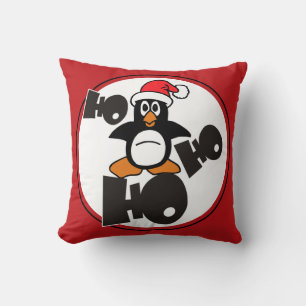 Ho Ho Ho - Penguin - merry christmas + your backgr Cushion