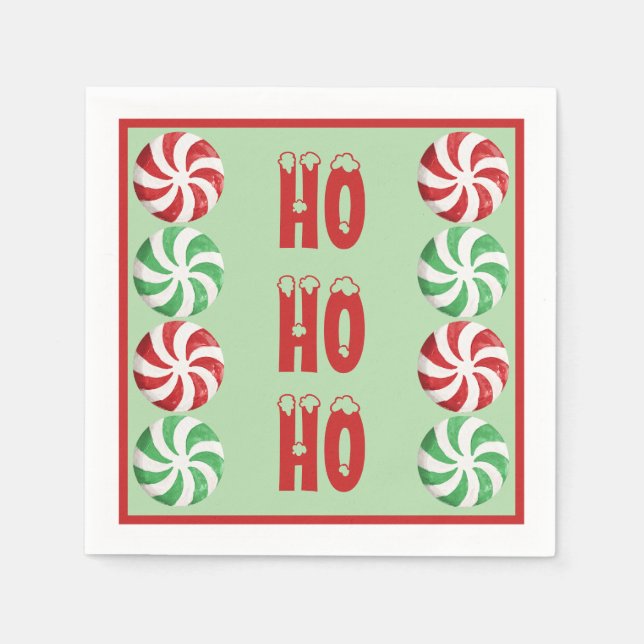 HO HO HO Peppermint themed Napkins (Front)