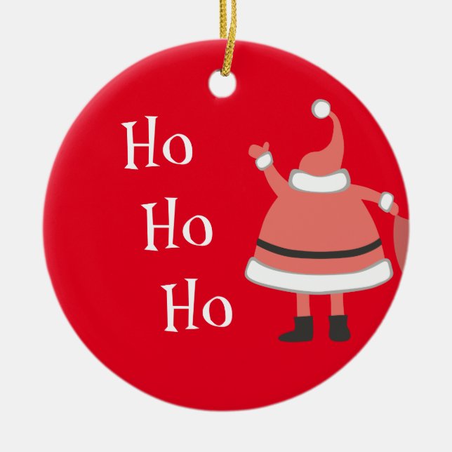 Ho Ho Ho Personalised Santa Ceramic Tree Decoration (Front)