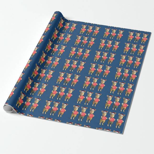 Ho Ho Ho Piglets Wrapping Paper (Unrolled)