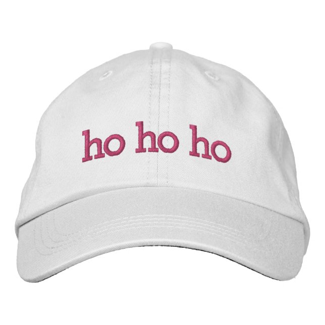 ho ho ho pink Christmas Typography Embroidered Hat (Front)
