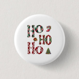 Ho Ho Ho Plaid Christmas 3 Cm Round Badge