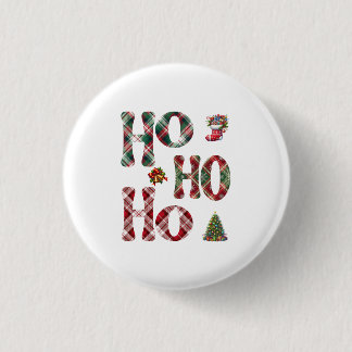 Ho Ho Ho Plaid Christmas 3 Cm Round Badge