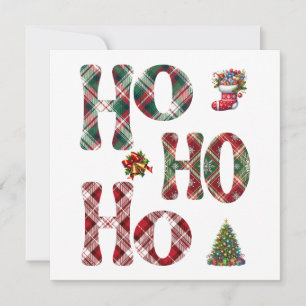 Ho Ho Ho Plaid Christmas Invitation