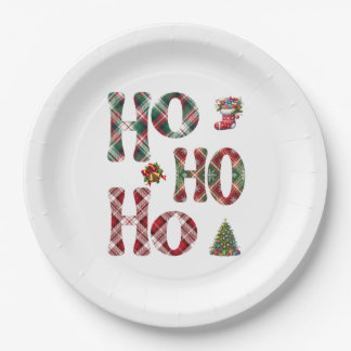 Ho Ho Ho Plaid Christmas  Paper Plate