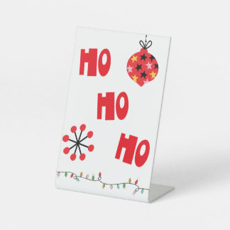Ho Ho Ho Red Bell and Lights Pedestal Sign