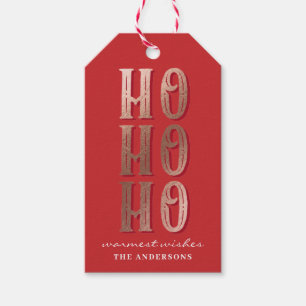 Ho Ho Ho. Red Christmas typography. Santa Claus Gift Tags