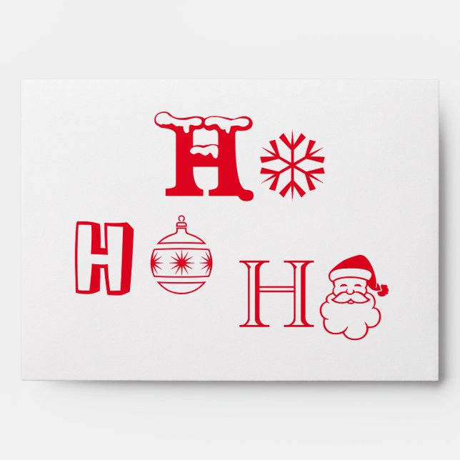 Ho Ho Ho red cute fun typography custom Christmas Envelope (Front)