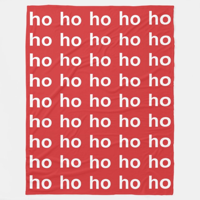 Ho Ho Ho Red Fleece Blanket (Front)