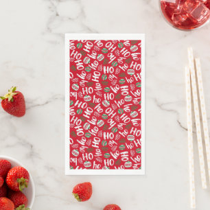 Ho Ho Ho Red & Green Christmas Balls Red  Napkin
