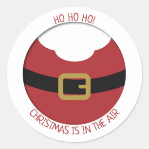 HO HO HO! Red Santa's belly with belt and beard Classic Round Sticker