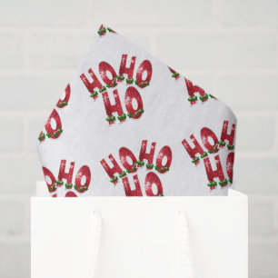 HO, HO, HO! Red Sparkles Christmas Tissue Paper