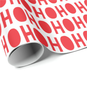 Ho Ho Ho Red White Santa Themed Christmas Gift Wrapping Paper