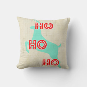 ho ho ho reindeer red blue christmas cushion