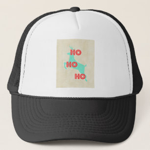 ho ho ho reindeer red blue christmas vintage trucker hat