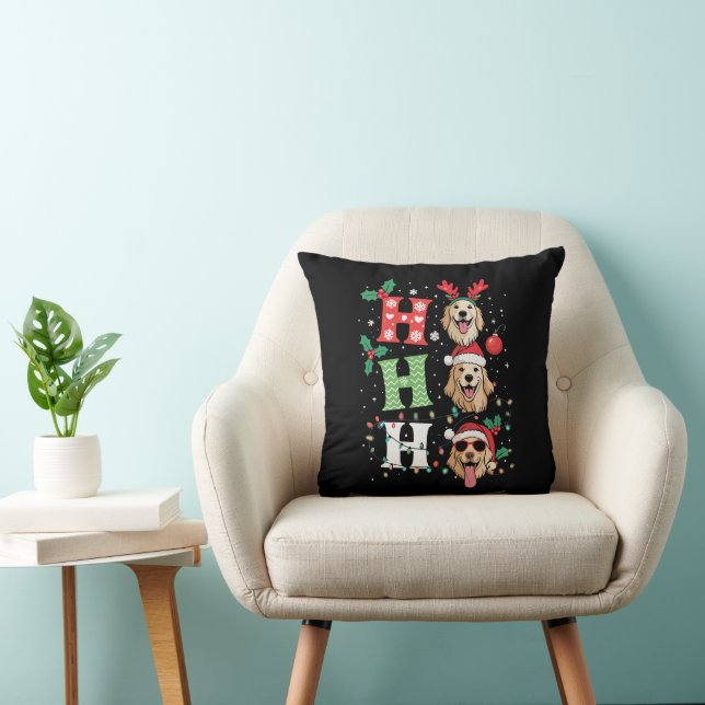 Ho Ho Ho Retrievers Golden Xmas Cushion (Chair)