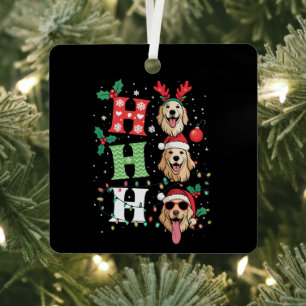 Ho Ho Ho Retrievers Golden Xmas Metal Tree Decoration