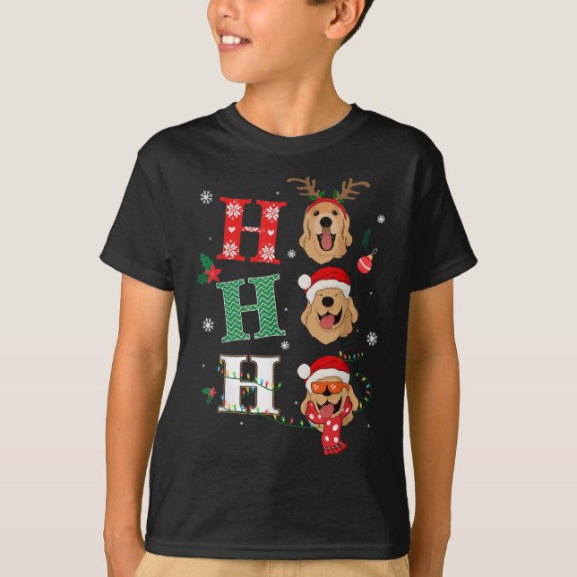 Ho Ho Ho Retrievers Golden Xmas Outfit Christmas C T-Shirt (Front)