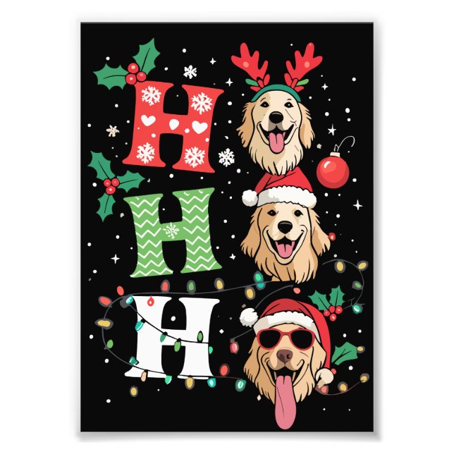 Ho Ho Ho Retrievers Golden Xmas Photo Print (Front)