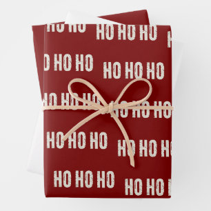 Ho Ho Ho Retro Family Christmas Matching Vintage Wrapping Paper Sheet