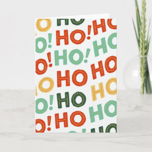 HO HO HO Retro Funky Pattern Christmas Card