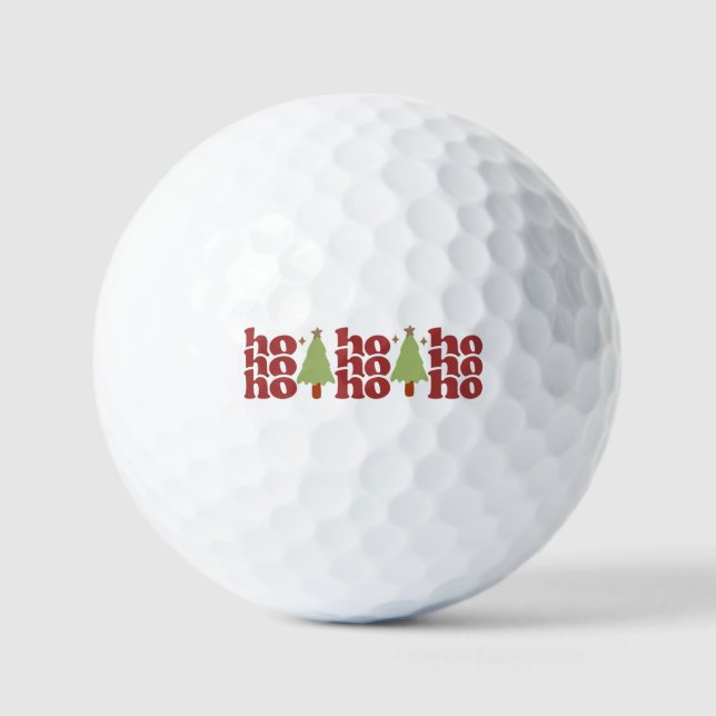 Ho Ho Ho Retro Groovy Christmas Holidays Golf Balls (Front)