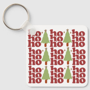 Ho Ho Ho Retro Groovy Christmas Holidays Key Ring