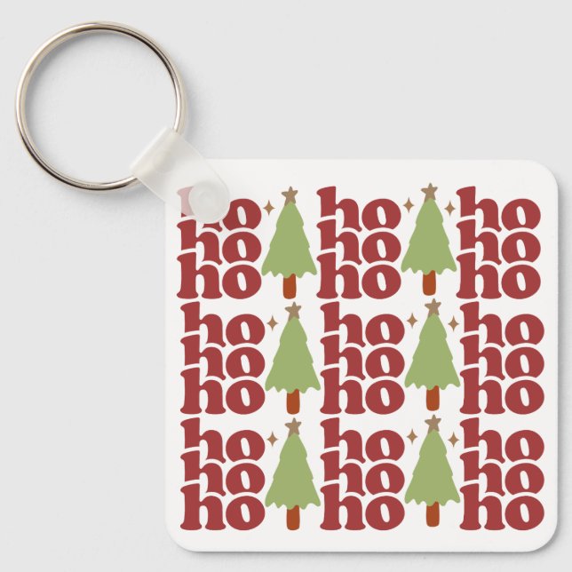 Ho Ho Ho Retro Groovy Christmas Holidays Key Ring (Front)