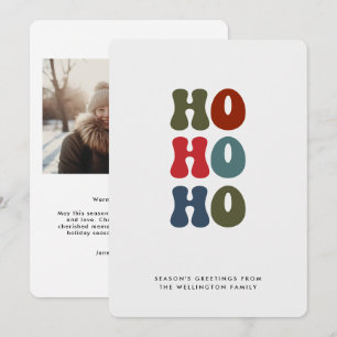 Ho Ho Ho Retro Typography Photo Holiday Card