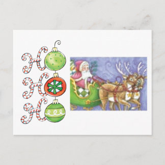 Ho! Ho! Ho! Santa and Reindeer Postcard