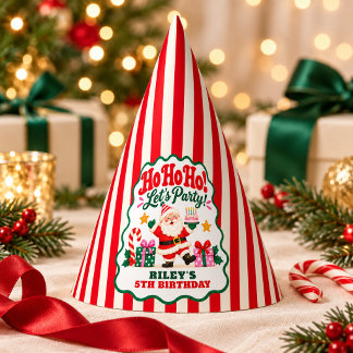 Ho Ho Ho Santa Christmas Birthday Red White Stripe Party Hat