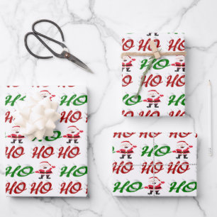 Ho Ho Ho Santa Claus Christmas red green script Wrapping Paper Sheet