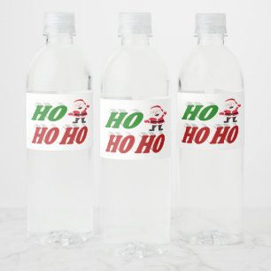 Ho Ho Ho Santa Claus Christmas typography Water Bottle Label