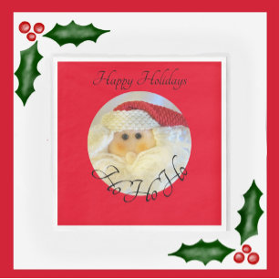 Ho Ho Ho Santa Claus Face Cute Red Christmas Napkin
