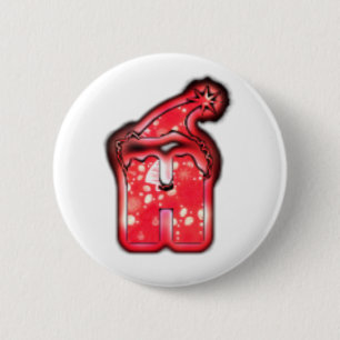 Ho Ho Ho! Santa Claus Hat Merry Christmas Star. 6 Cm Round Badge