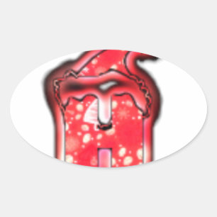 Ho Ho Ho! Santa Claus Hat Merry Christmas Star.png Oval Sticker