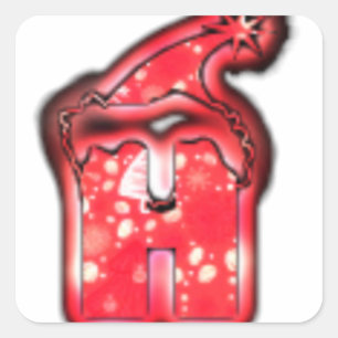 Ho Ho Ho! Santa Claus Hat Merry Christmas Star.png Square Sticker