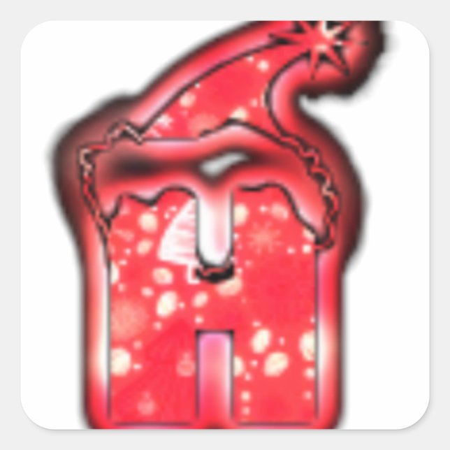 Ho Ho Ho! Santa Claus Hat Merry Christmas Star.png Square Sticker (Front)