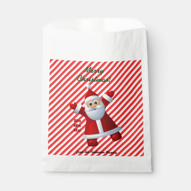 HO! HO! HO! Santa Claus Merry Christmas Candy Cane Favour Bags (Front)
