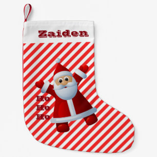 HO! HO! HO! Santa Claus Merry Christmas Candy Cane Small Christmas Stocking