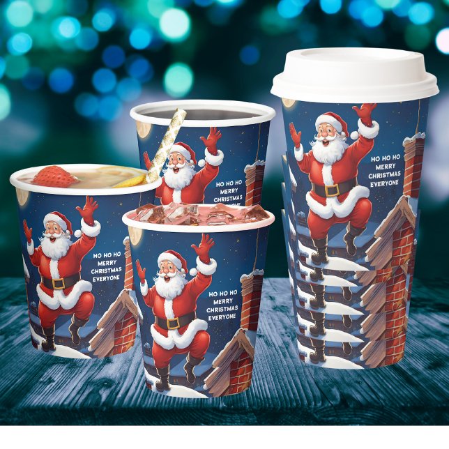 Ho Ho Ho Santa Dancing On The Rooftops Christmas  Paper Cups (Party)